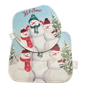 Snow Family Toilet Bowl Cover Mat Set Let It Snow Design Non-Slip Backing